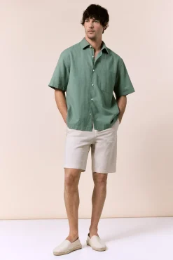 Camisa lino manga corta