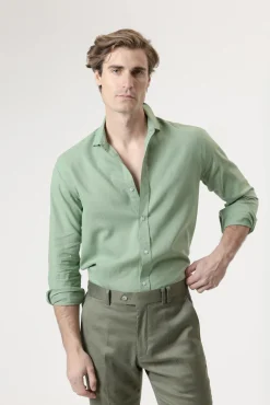 Camisa lino porcelana