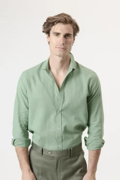 Camisa lino porcelana