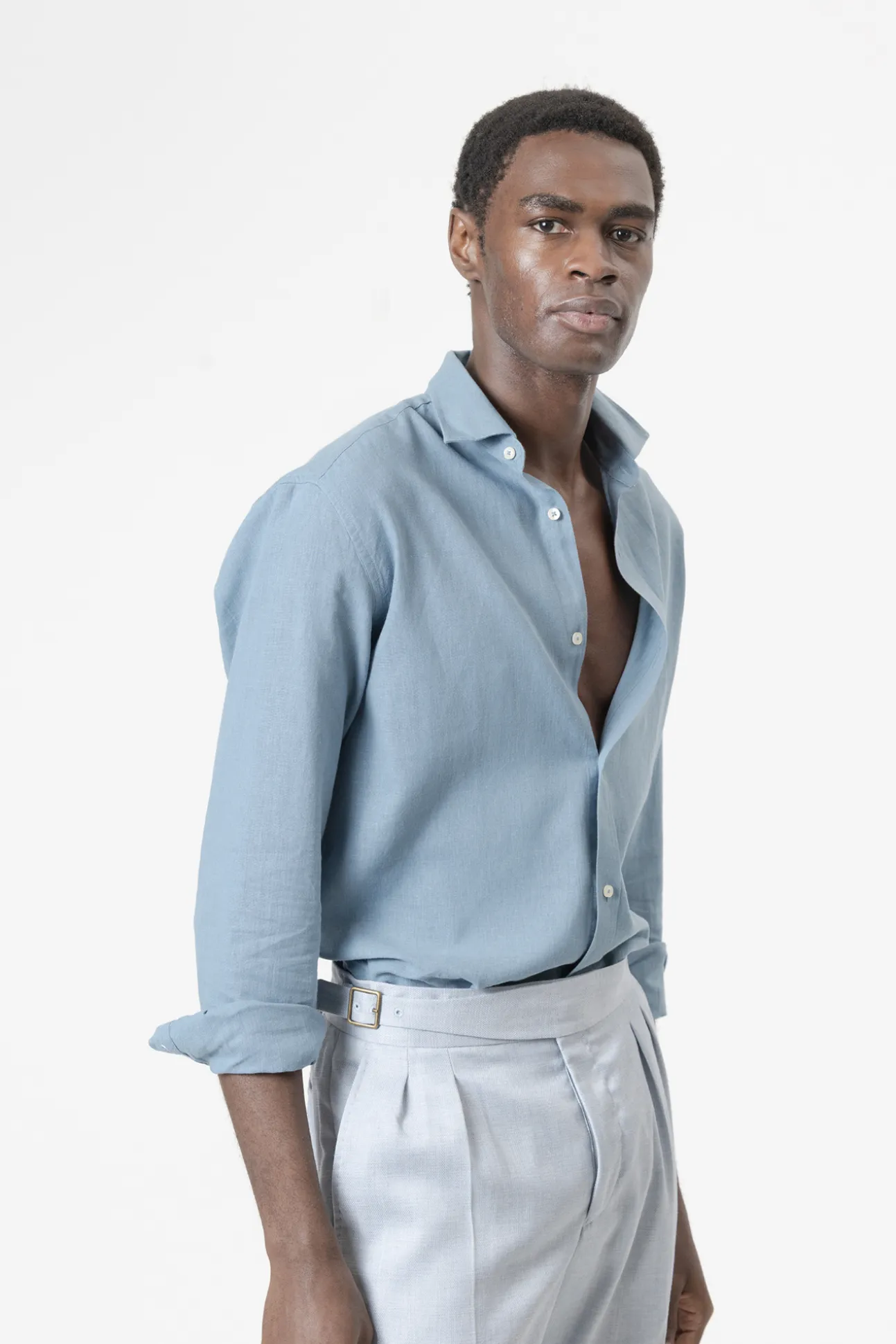 Camisa lino porcelana