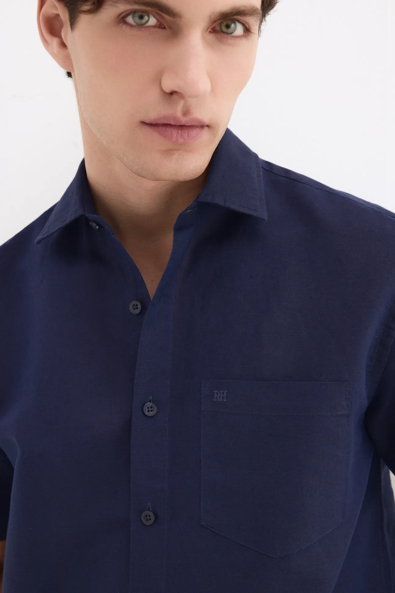 Camisa lisa lino algodón