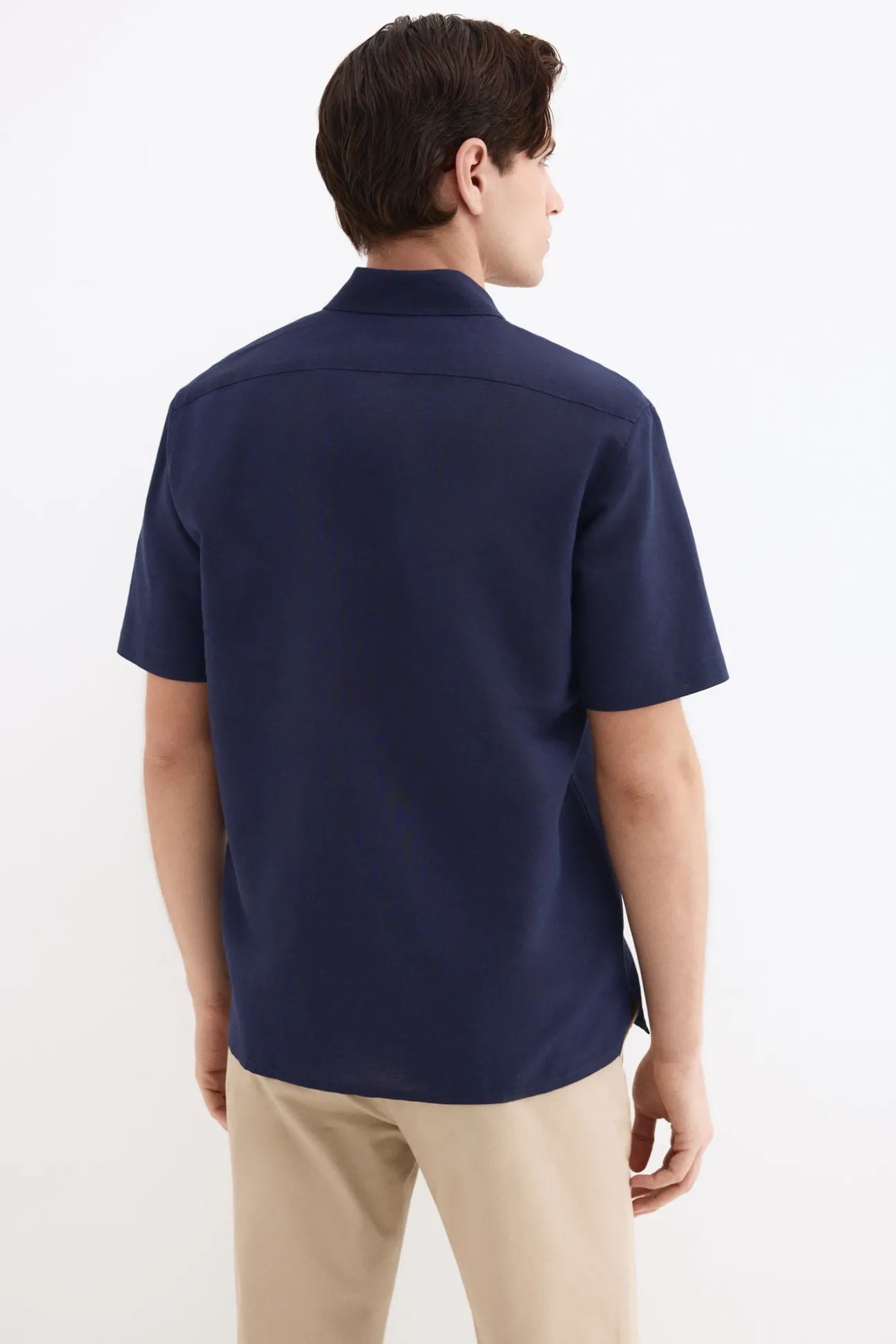 Camisa lisa lino algodón