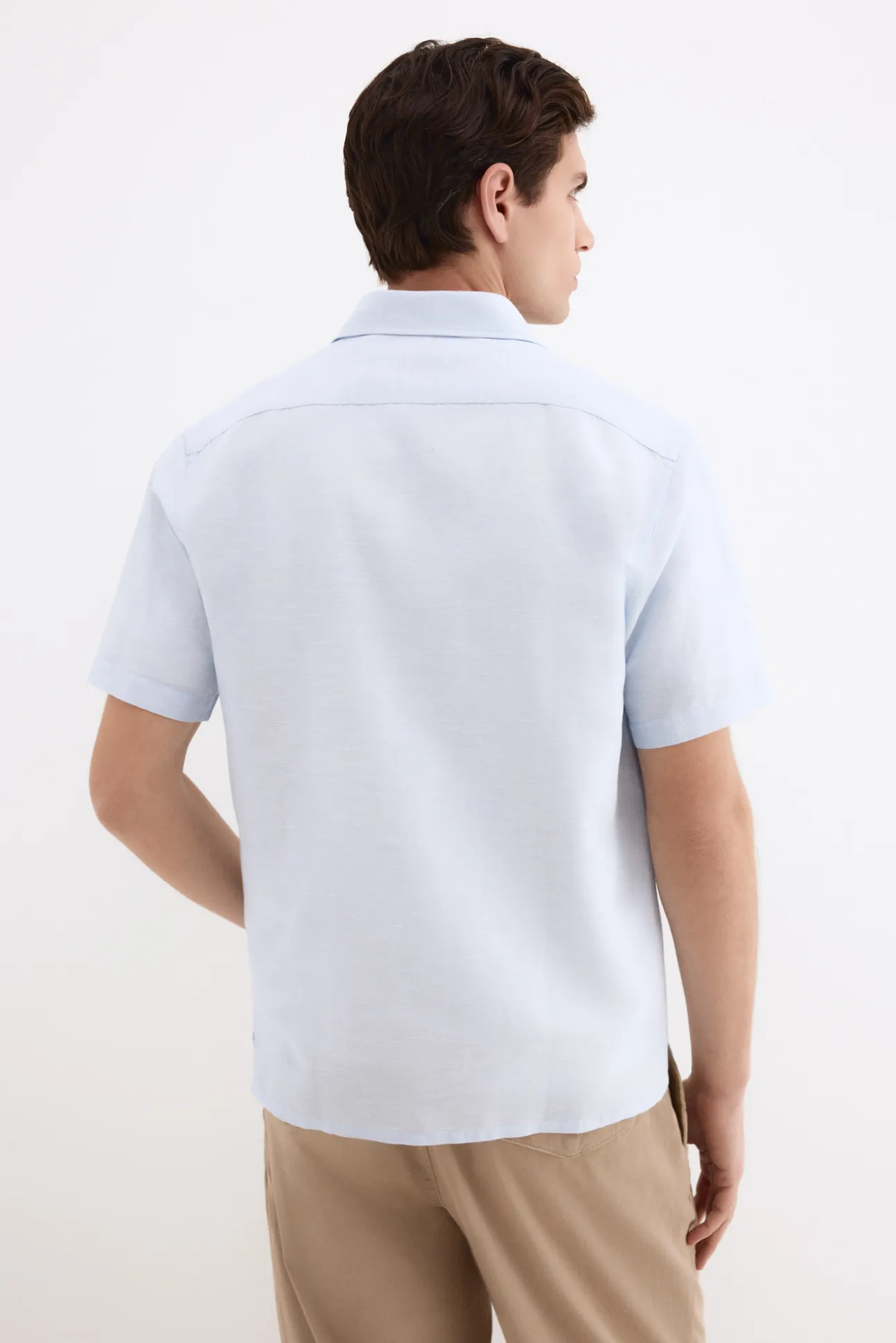 Camisa lisa lino algodón