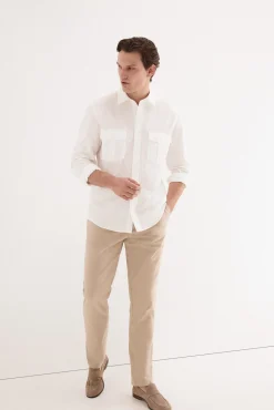 Camisa lisa twill bolsillos