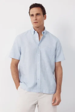 Camisa manga corta tejido de lino
