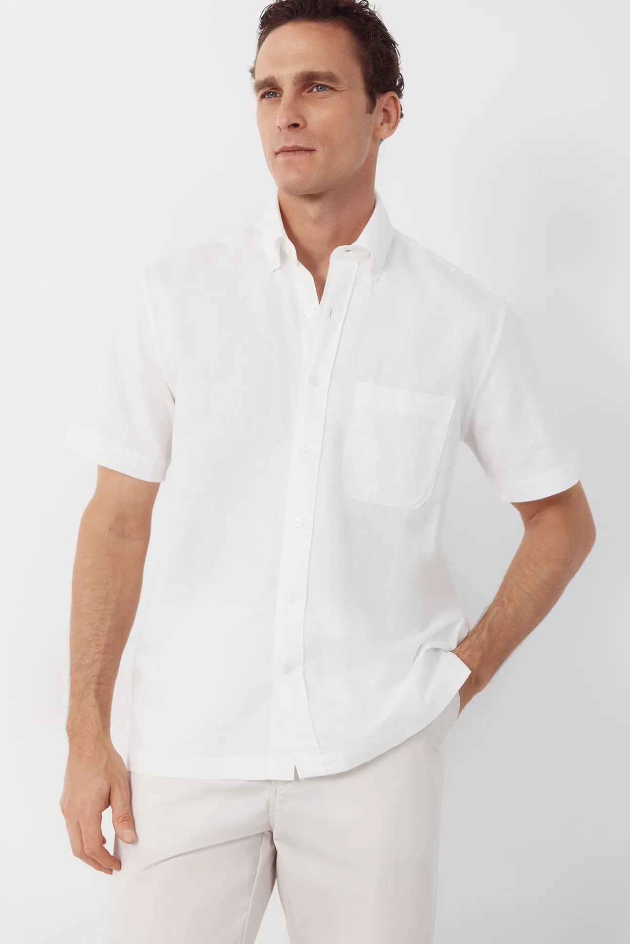 Camisa manga corta tejido de lino