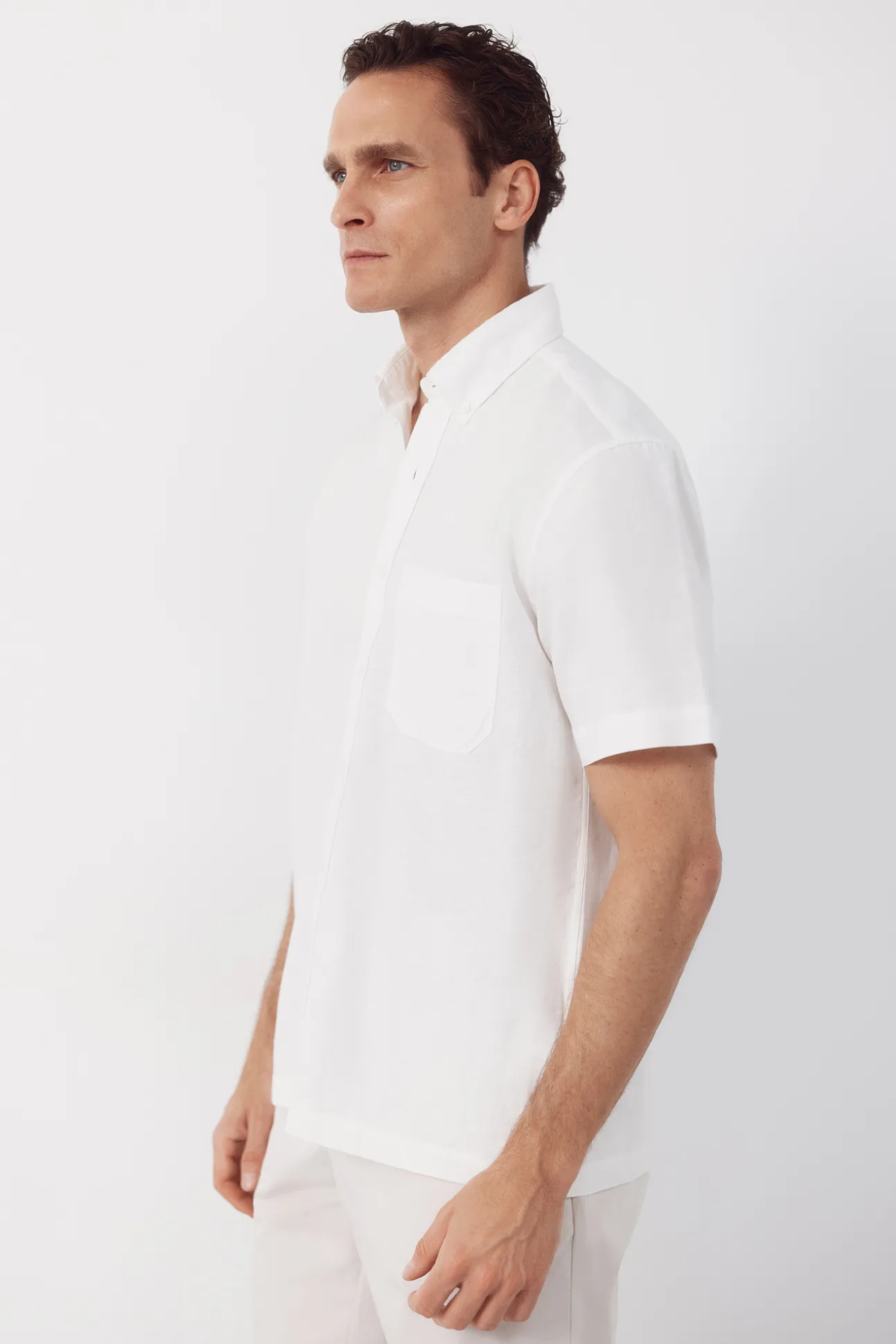 Camisa manga corta tejido de lino