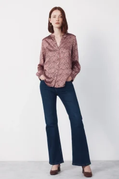 Camisa mao satinada estampada