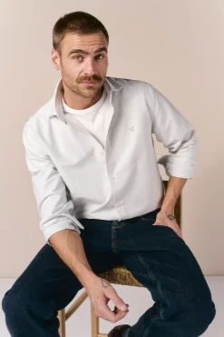 Camisa oxford raya candela manga larga