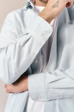 Camisa oxford raya candela manga larga