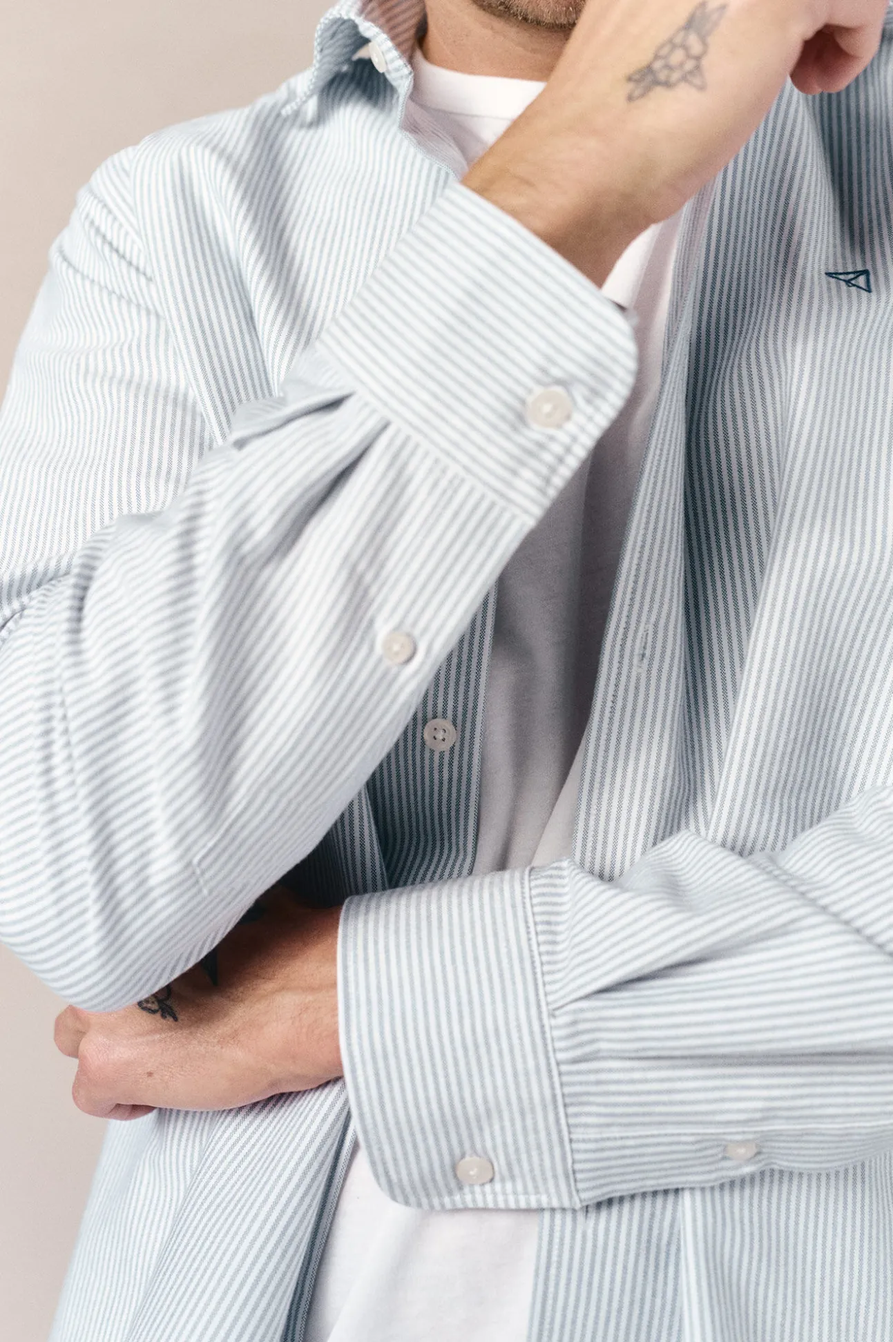 Camisa oxford raya candela manga larga