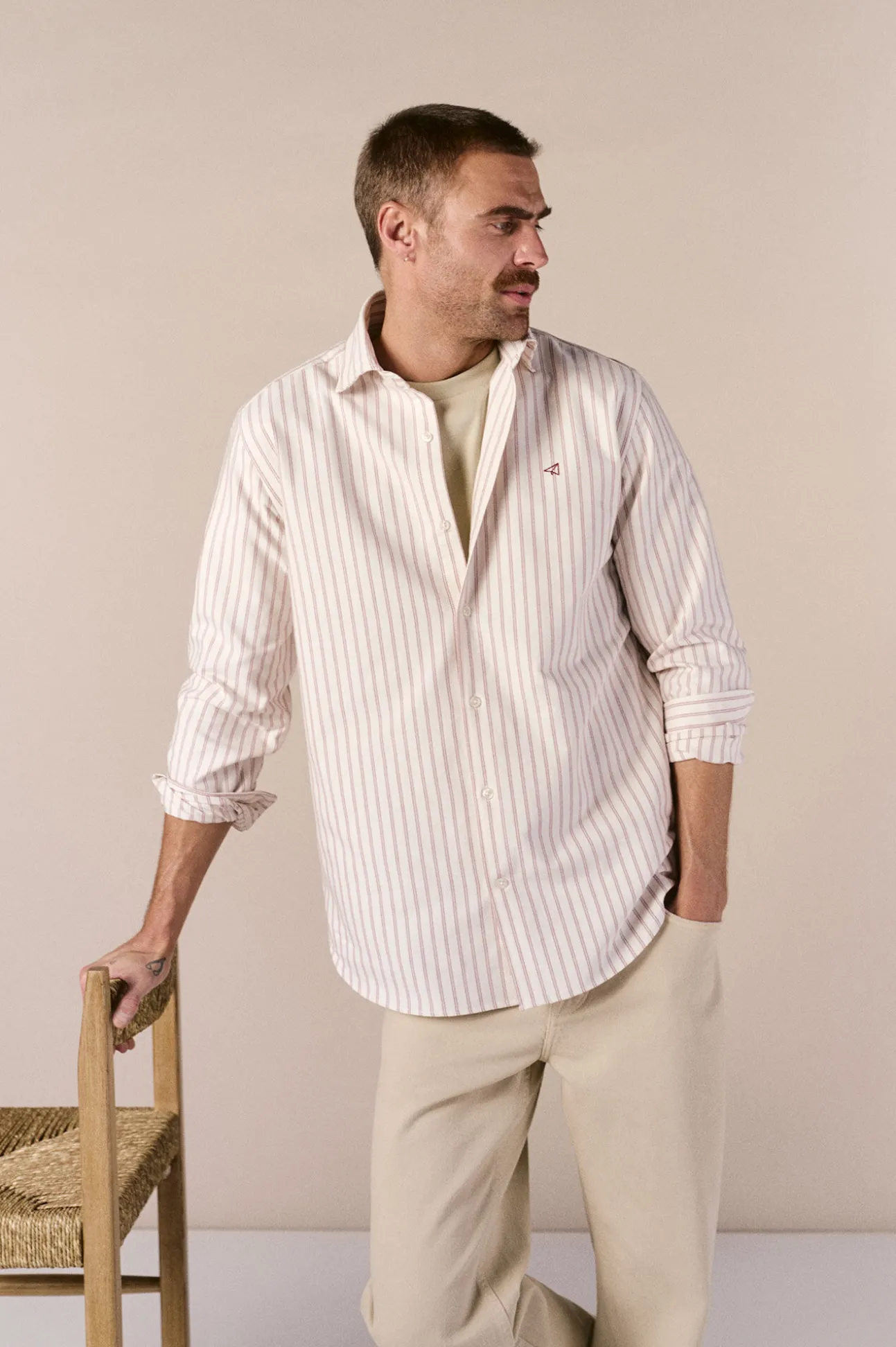 Camisa oxford rayas manga larga