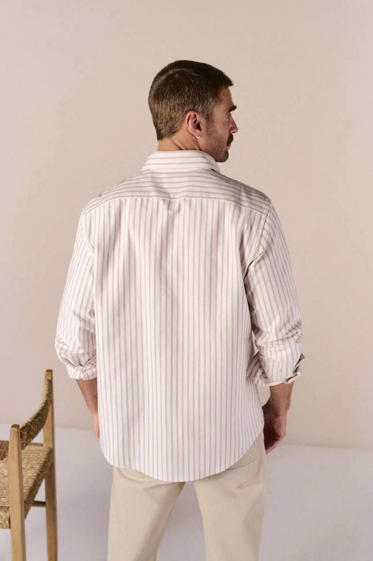 Camisa oxford rayas manga larga