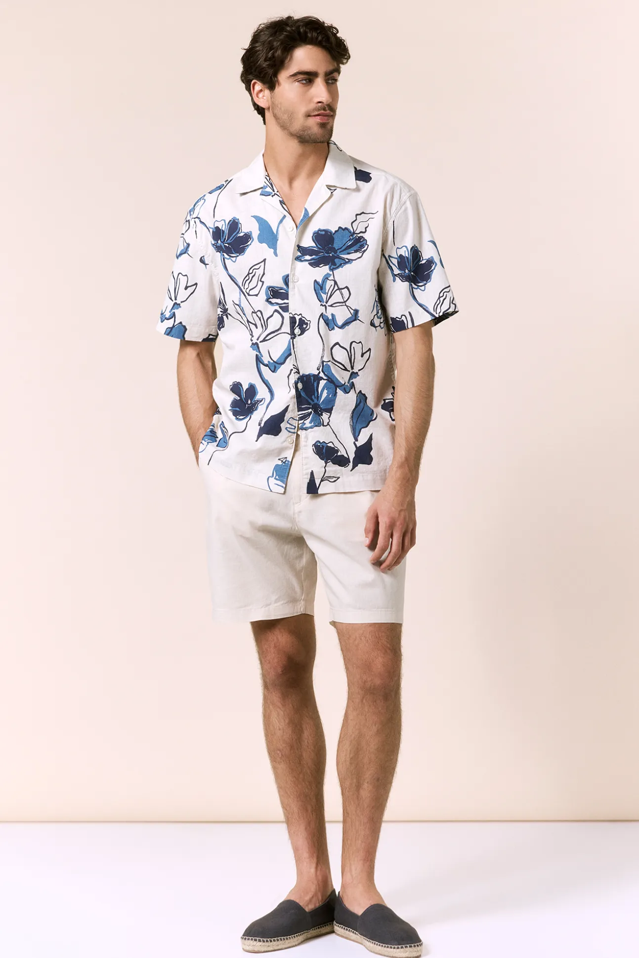 Camisa print algodón manga corta