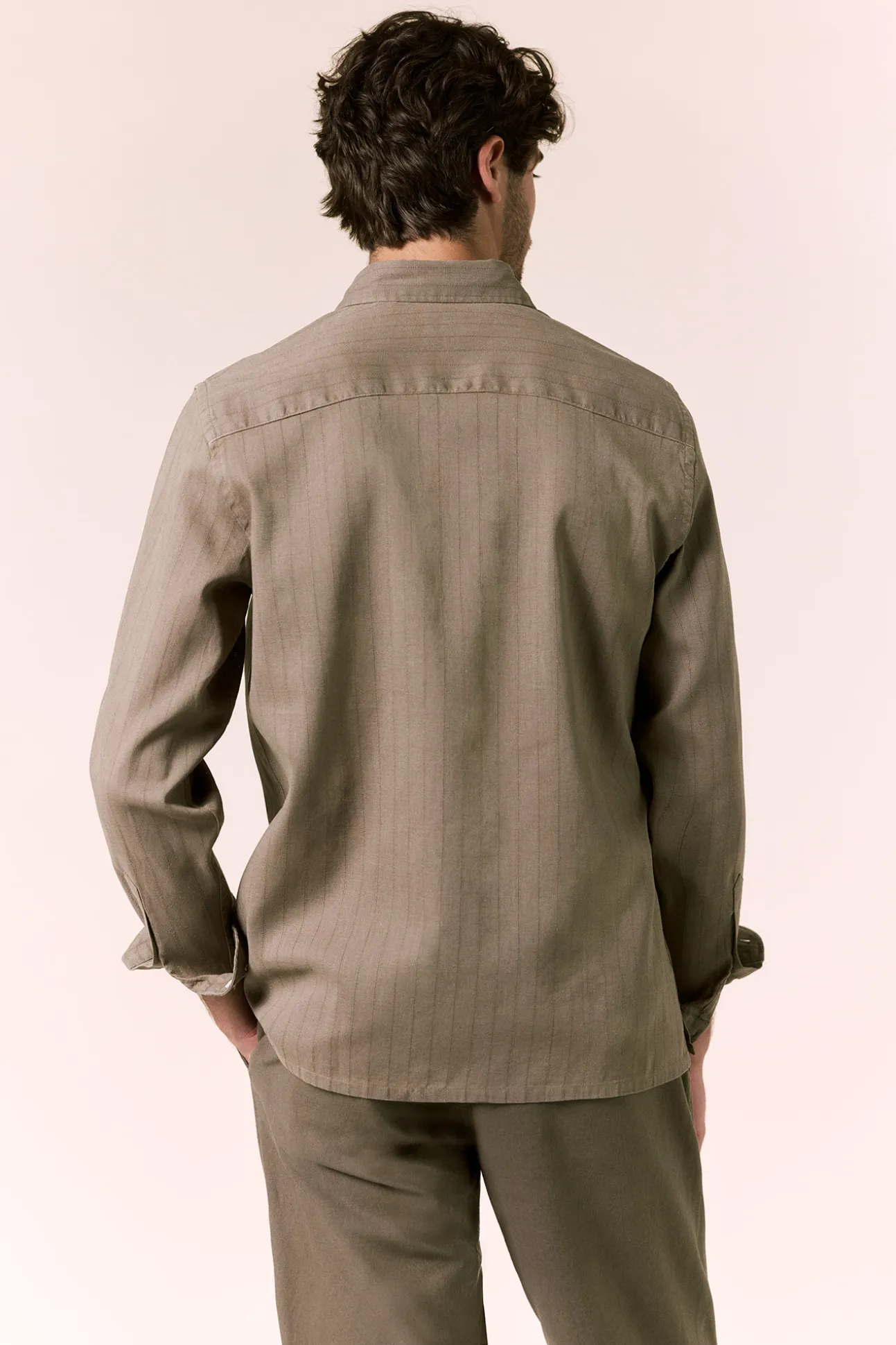 Camisa rayas lino manga larga
