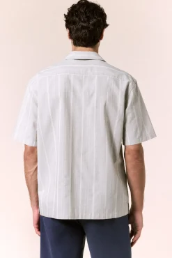 Camisa rayas manga corta cuello bowling
