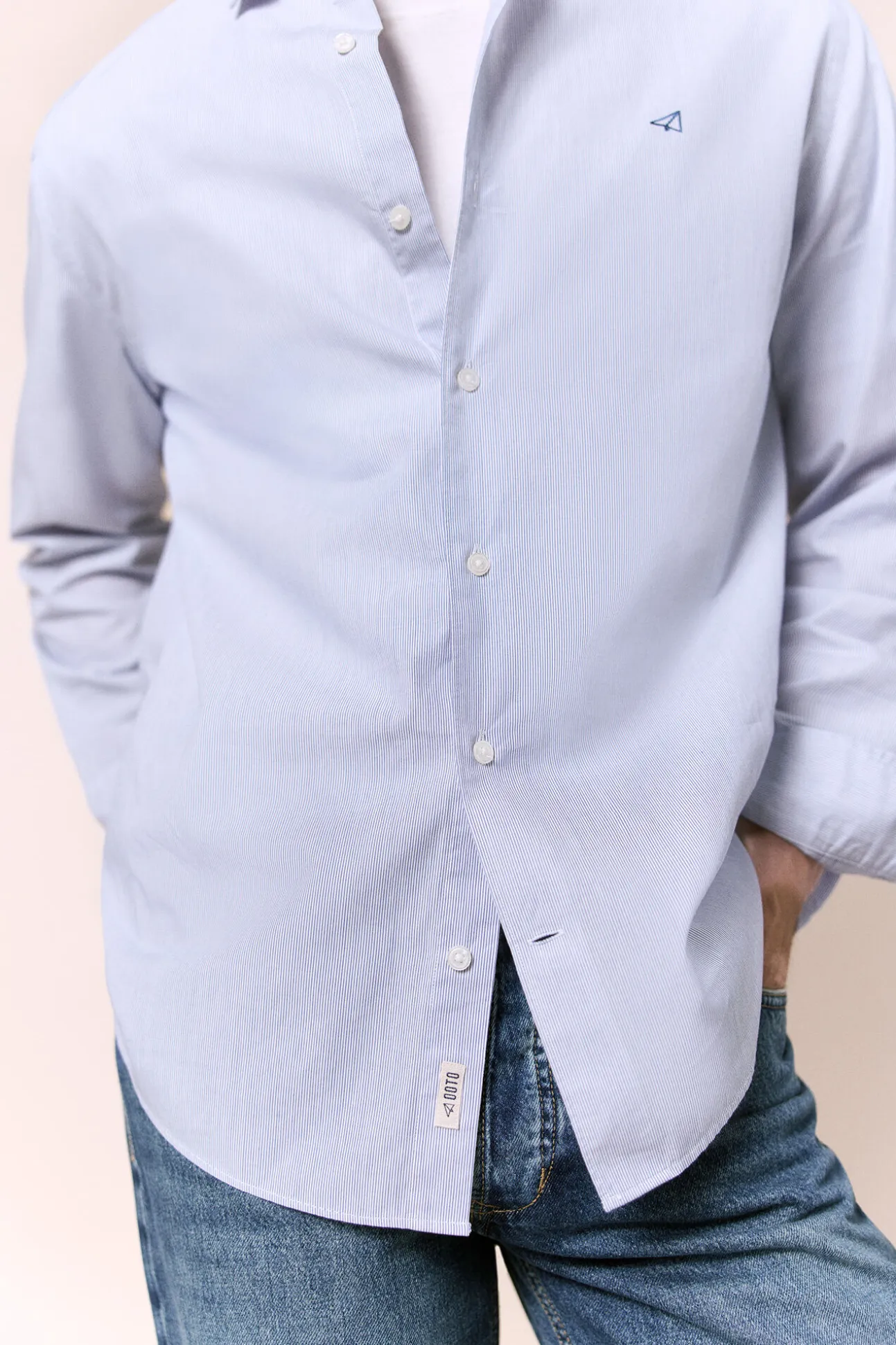 Camisa rayas popelín manga larga