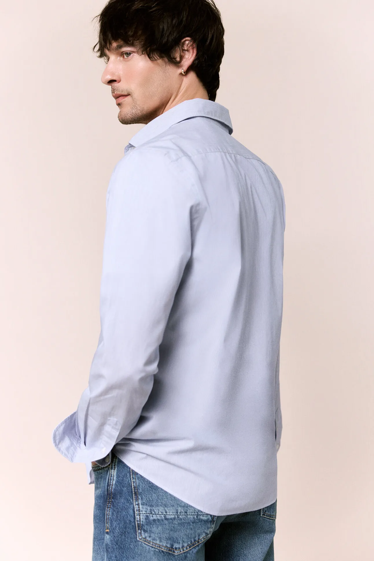 Camisa rayas popelín manga larga