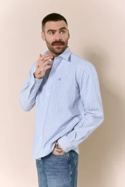Camisa rayas popelín manga larga