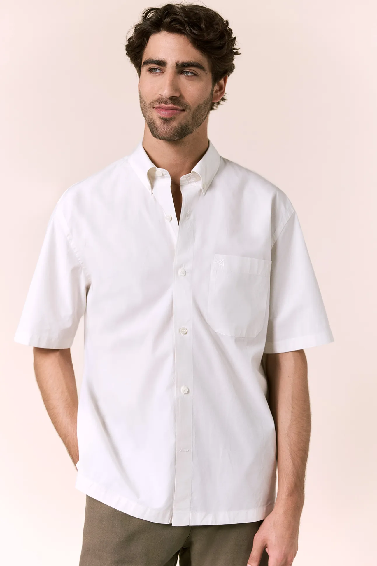 Camisas lisa popelín manga corta