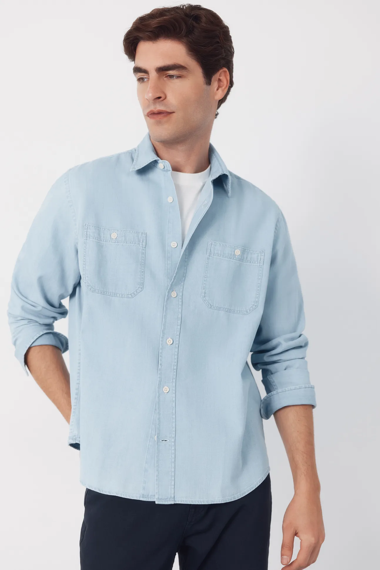 Camisa vaquera chambray manga larga