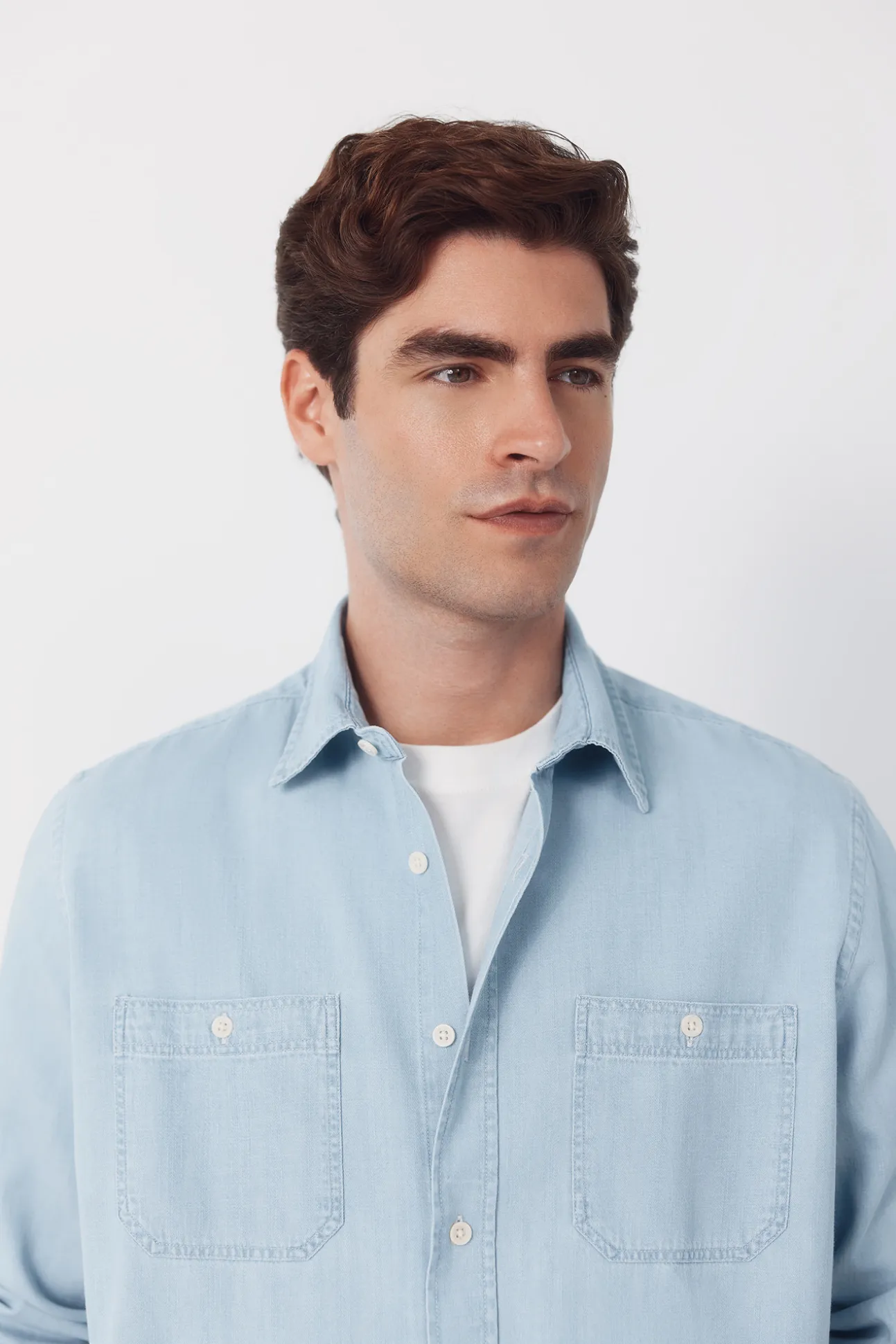 Camisa vaquera chambray manga larga