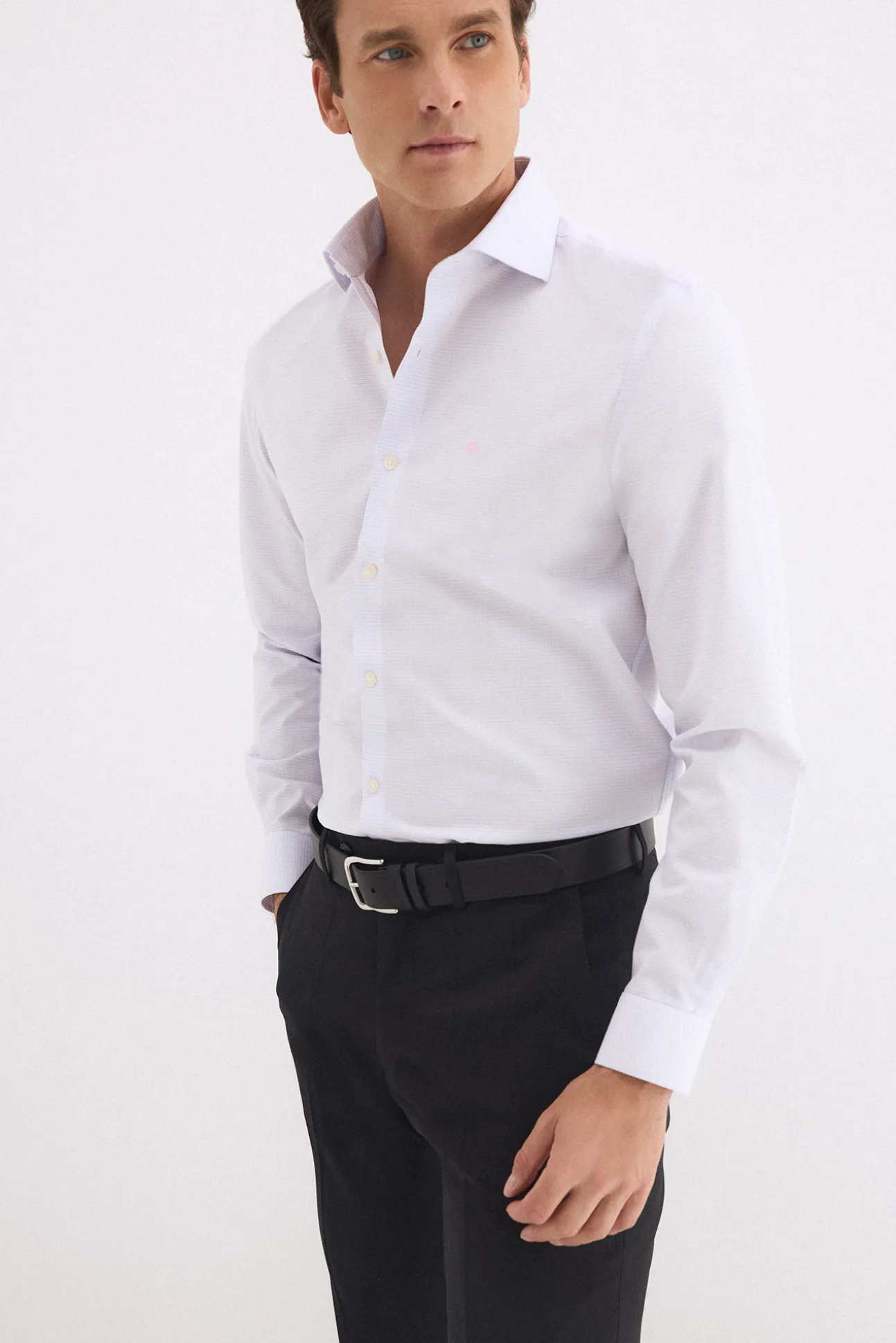 Camisa vestir cuadros non iron + antimanchas