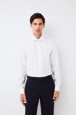 Camisa vestir lisa non iron + antimanchas puño gemelo
