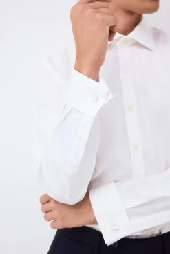 Camisa vestir lisa non iron + antimanchas puño gemelo