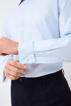 Camisa vestir lisa non iron + antimanchas puño gemelo