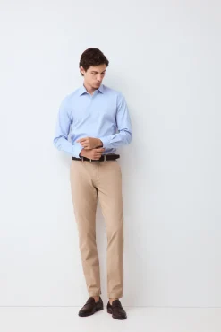 Camisa vestir lisa non iron + antimanchas slim fit