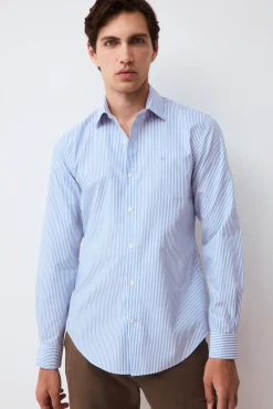 Camisa vestir rayas non iron + antimanchas slim fit