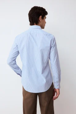 Camisa vestir rayas non iron + antimanchas slim fit