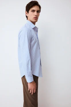 Camisa vestir rayas non iron + antimanchas slim fit