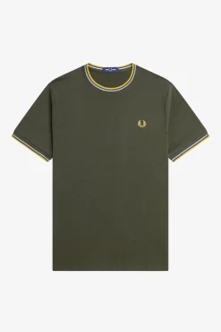Camiseta con ribete con dos franjas
