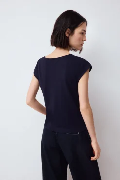Camiseta drapeada sin mangas detalle de hebilla