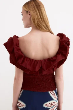 Camiseta fruncida con volante
