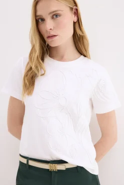 Camiseta manga corta bordado cordon