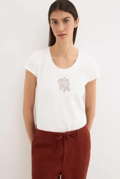 Camiseta manga corta con bordado