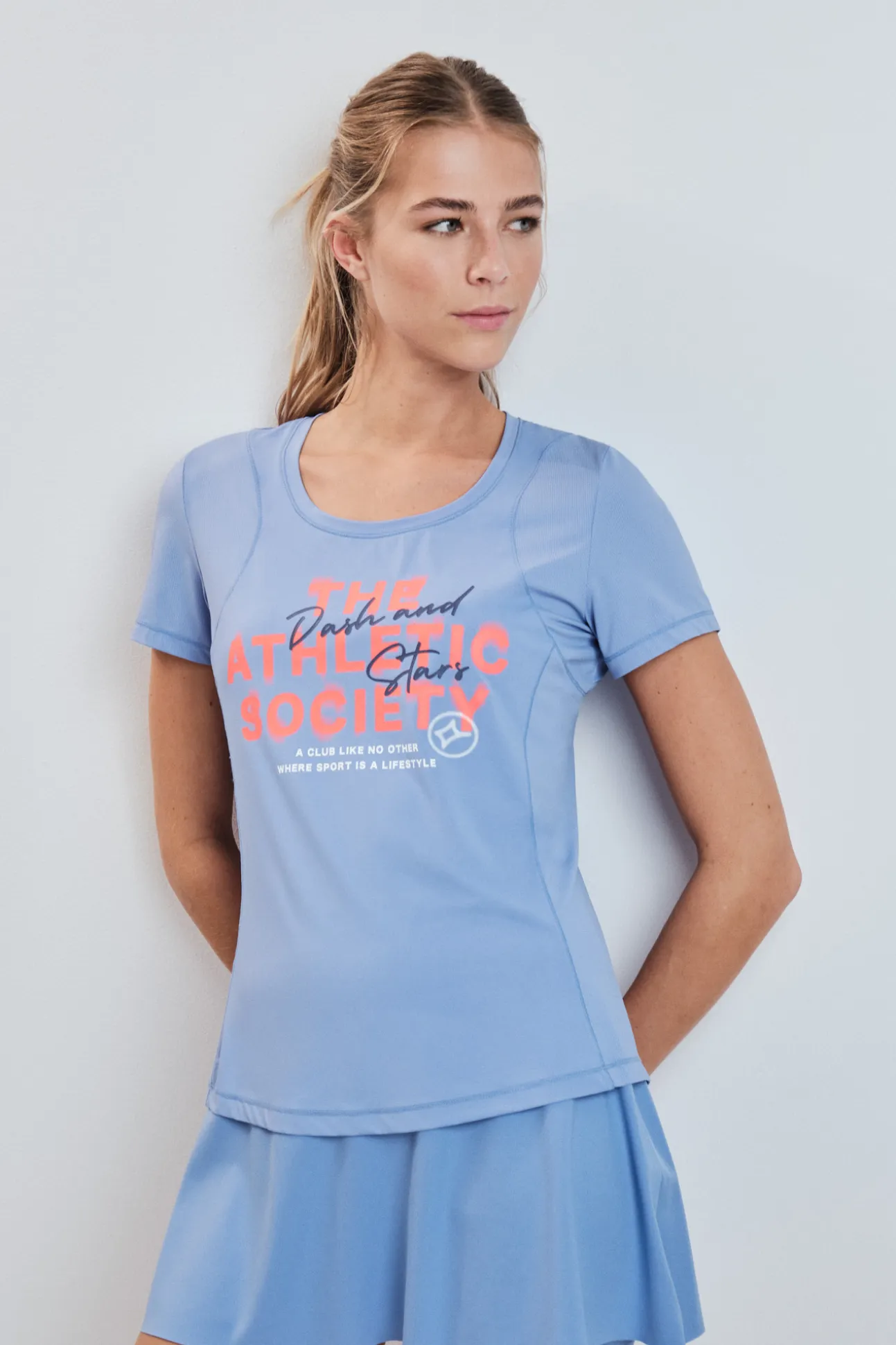 Camiseta manga corta estampado azul