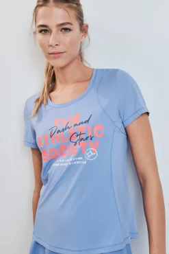 Camiseta manga corta estampado azul