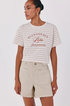 Camiseta raya estampada