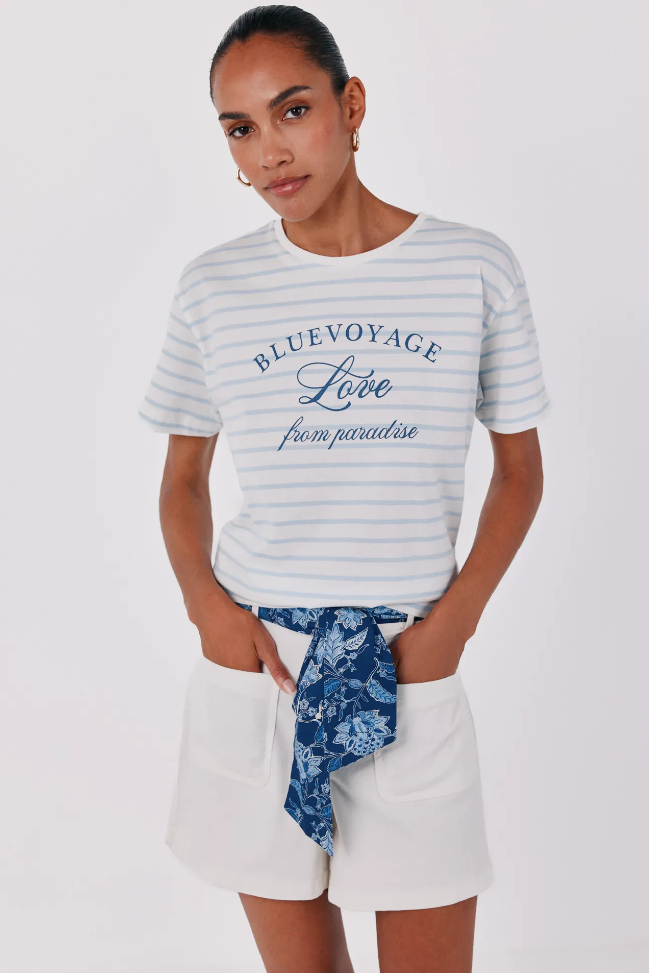 Camiseta raya estampada