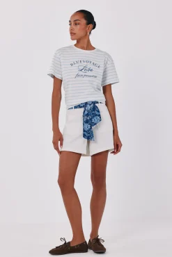 Camiseta raya estampada
