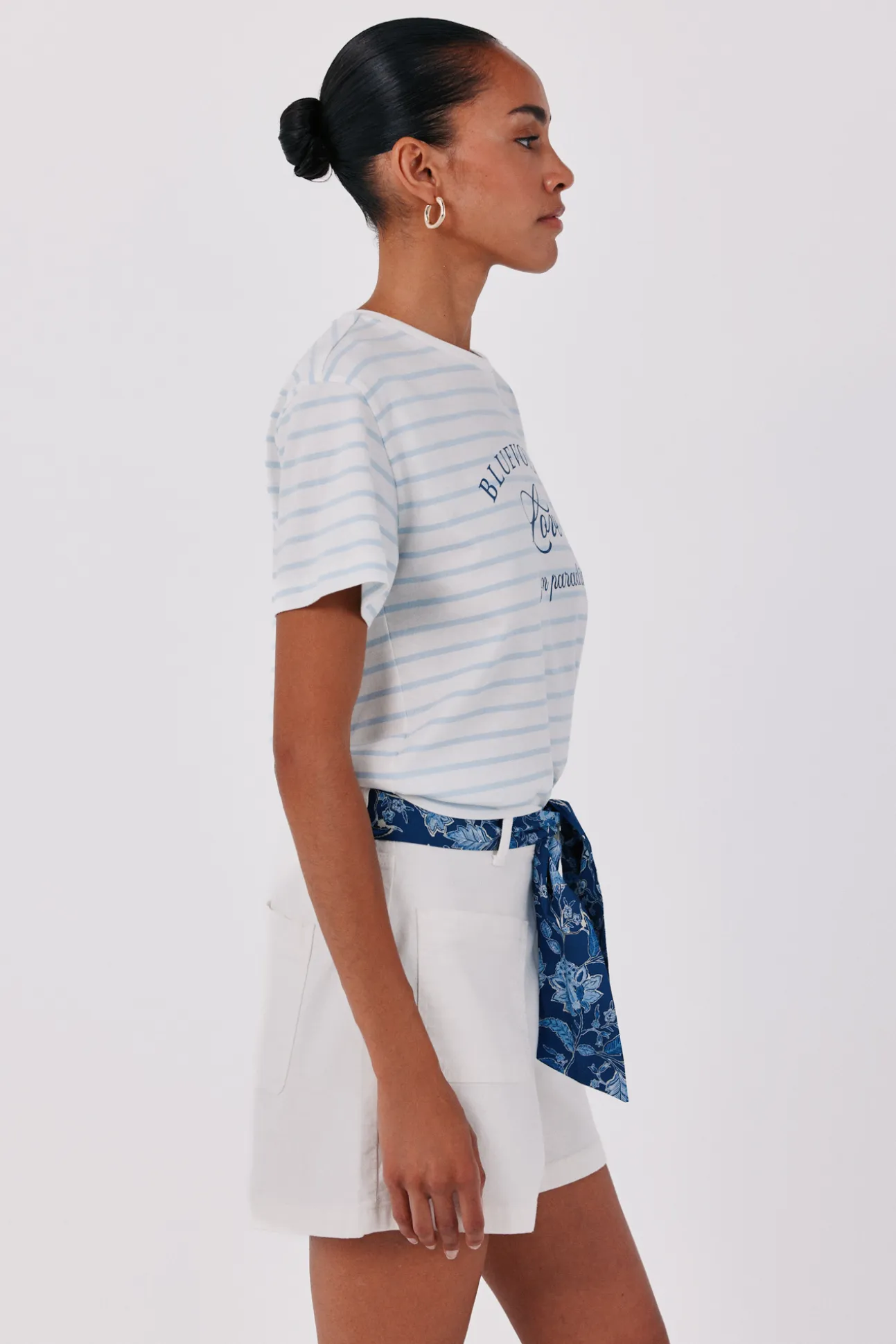 Camiseta raya estampada