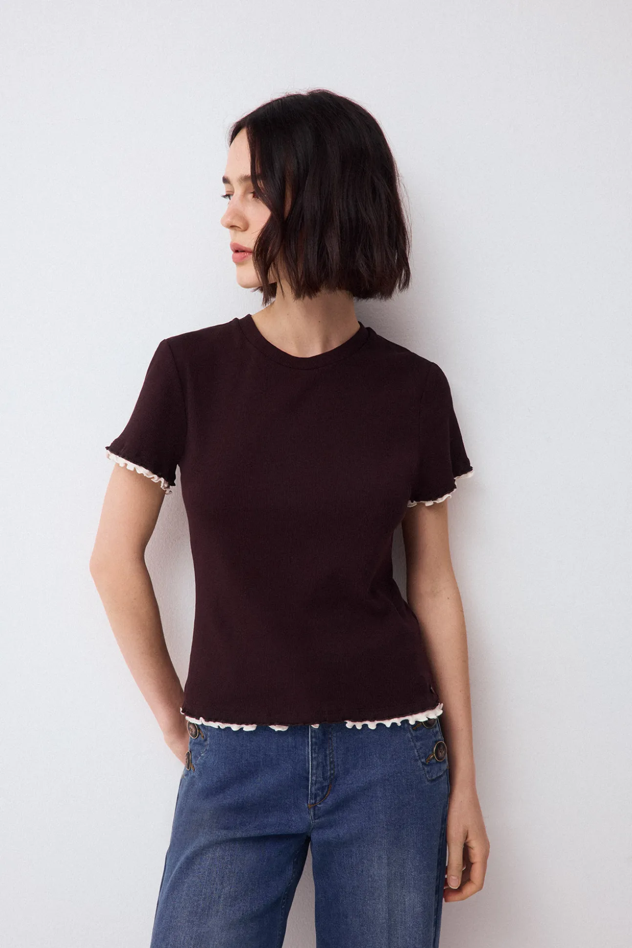 Camiseta rib falso doble