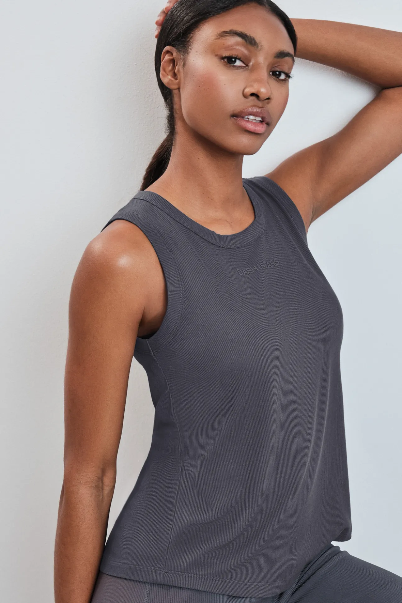 Camiseta sin mangas rib gris