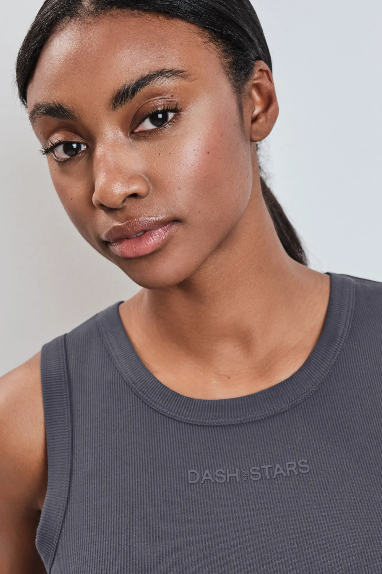 Camiseta sin mangas rib gris