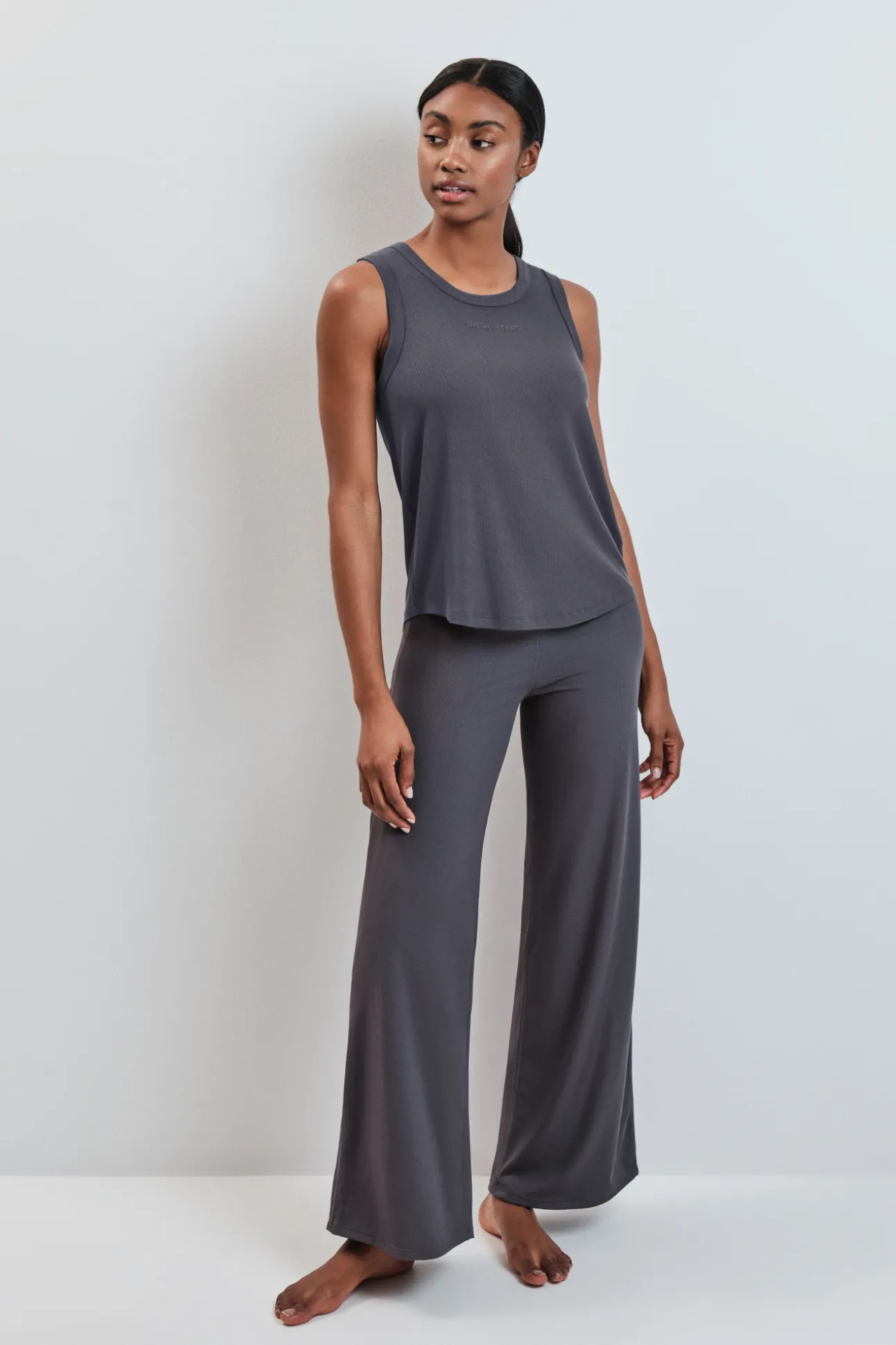 Camiseta sin mangas rib gris