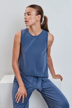 Camiseta sin mangas tacto suave azul
